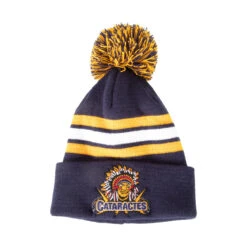 Tuque Lignée à Rebord Avec Pompon Et Logo Brodé - Cataractes