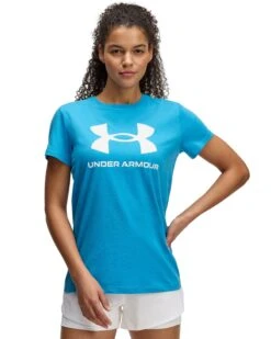 T-shirt Pour Femmes Under Armour - LIVE GRAPHIC SSC -Go Sport Boutique under armour canada live graphic ssc blanc bleu 740291 630